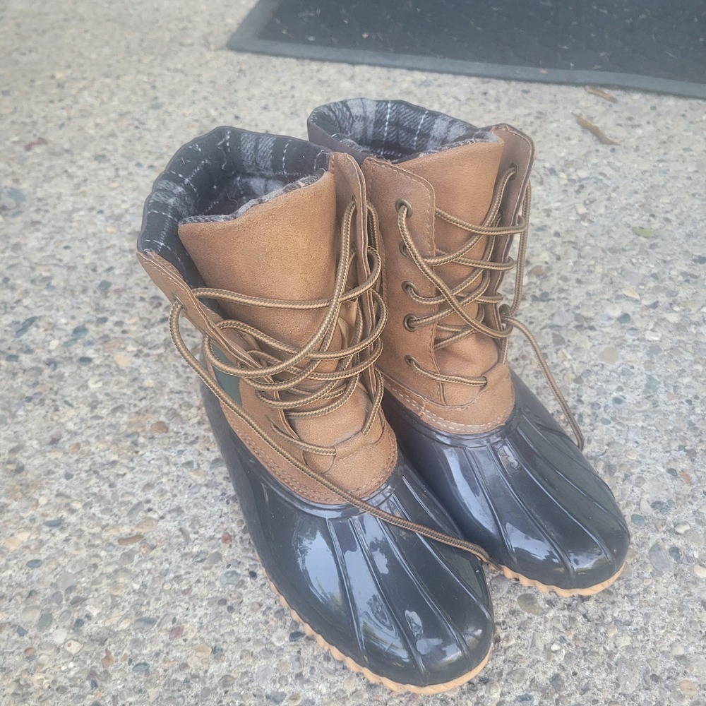 Sporto Women's Duck Boots Booties Thermolite, Navy Brown, Size 9, Water-Proof